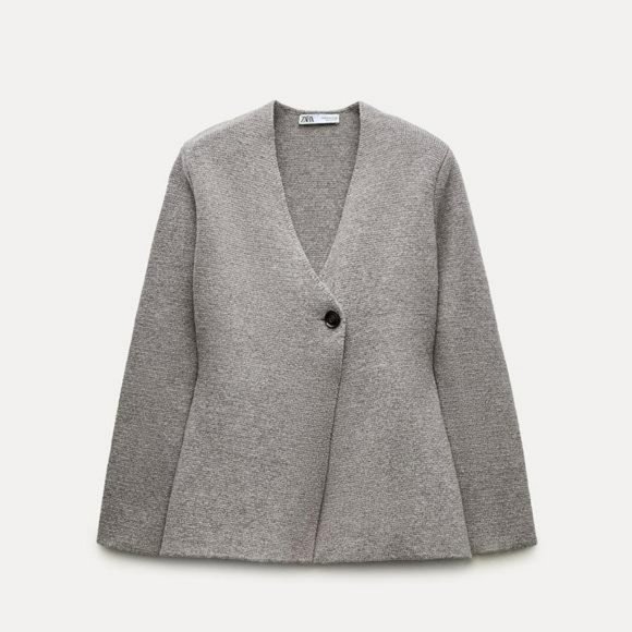 ZARA WOOL BLEND PEPLUM KNIT BLAZER - Picture 2 of 7